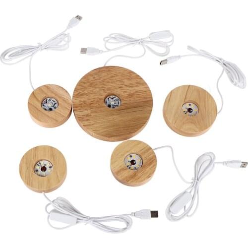 Wood Light Base Rechargeable Remote Control Wooden LED Light Rotating Display Stand Lamp Holder Lamp Base Art Ornament New