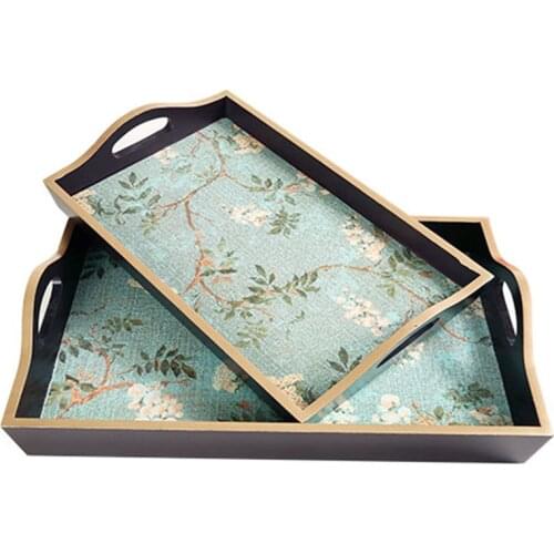 American Style Wooden Storage Serving Trays with Handle Sundries Tableware Tea Plates Restoring Rectangular Dishes Dinner Trays