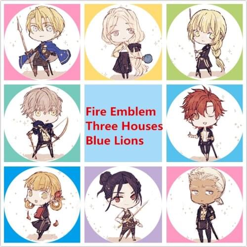Anime Fire Emblem Three Houses Blue Lions Dimitri Mercedes Ingrid Badges Pin 8 Pieces Schoolbag Backpack Decorate 5.8CM(2.3")