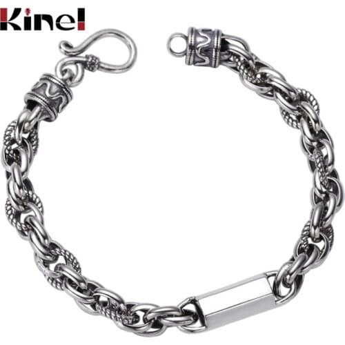 Kinel Punk Design Silver 925 Jewelry Thick Chain Bracelets & Bangles For Women Couple Models Pulseras Mujer Moda 2021 New