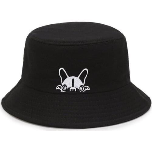 Summer hat fisherman hat hat cute cartoon anime embroidery puppy embroidered sunscreen hat outdoor leisure sun hat male