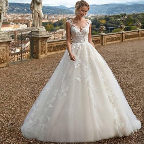 Fashion Scoop Sleeveless Wedding Gowns Bohemian Beach Boho Appliques A Line Bridal Dresses Vestidos De Fiesta 2021