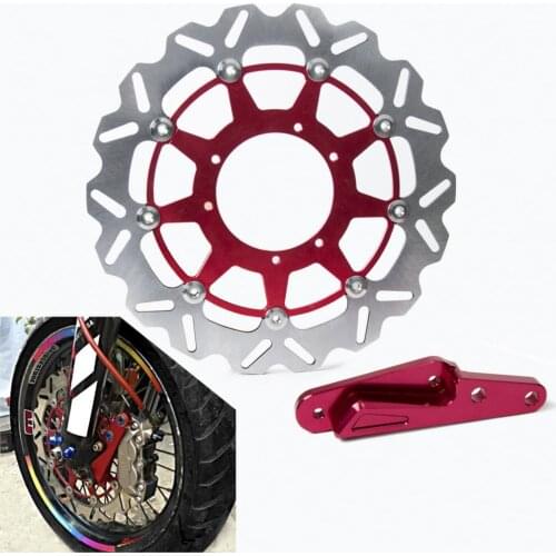 Motorcycle 320mm Front Brake Disc Rotor with 4 Pot Caliper Adapter Bracket For Honda CR CRF 125 250 450 500 E R X SUPERMOTARD