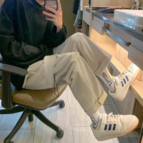 2021 Mens Baggy Cargo Casual Pants Pocket Fashion Trend Straight Pants Streetwear Trousers Loose Jogger Sweatpants Size M-2XL