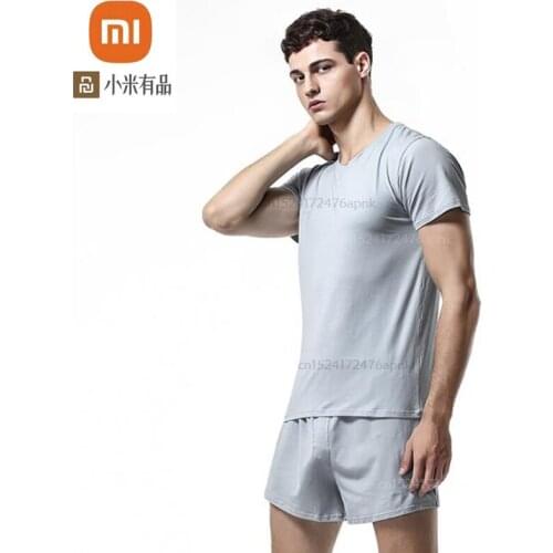 Xiaomi youpin Mens casual suit spring and summer 60 horses cotton short-sleeved shorts pajamas mens comfortable home service