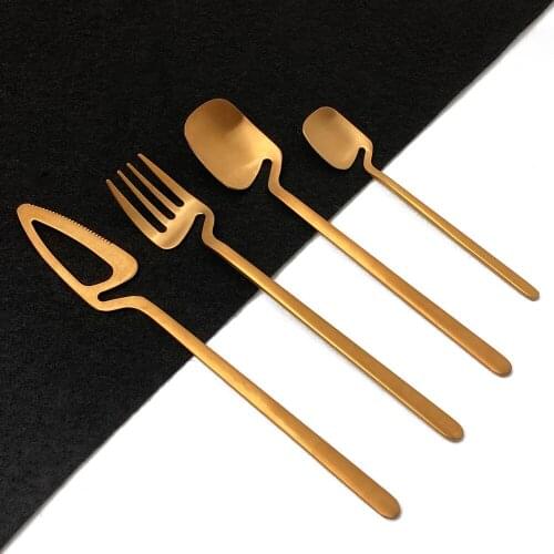 6Pcs Rose Cutlery Set Knife Fork Tea Spoon Tableware Set 18/10 Stainless Steel Dinnerware Set Party Silverware Flatware Set