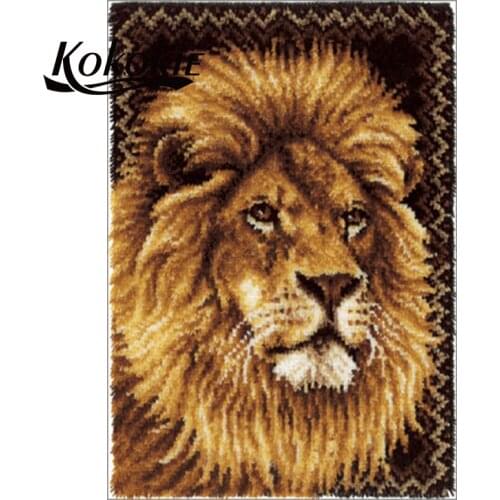 Latch hook kits for adults large lion carpet diy latch hook rug kits carpet embroidery carpet printed canvas yarn diy rug