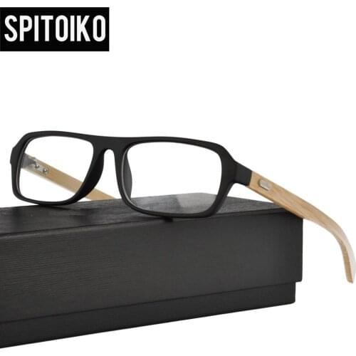 SPITOIKO Plastic eyeglasses eyewear With Bamboo Temple Eyeglasses Spectacles Eyewear J0086