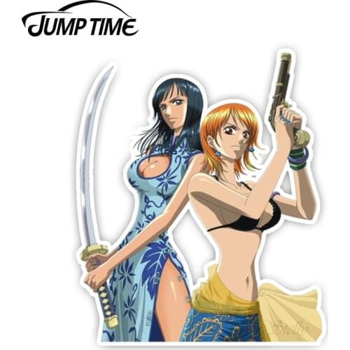 Jump Time 13cm x 10.8cm Nico Robin e Nami Sexy Anime Stickers Decal Funny Car Styling Vinyl Decor For Window Laptop Car Stickers