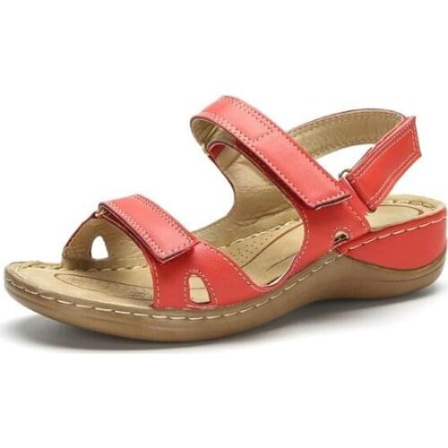 Super Comfortable Summer Casual Soft Bottom Women Sandals Buckle Open-toe Velcro Women Shoes Ankle-Wrap Vintage Zapatos De Mujer