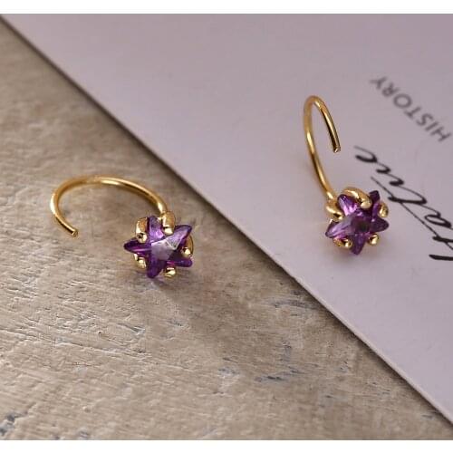 Purple Star Hoop Earrings,Thomas Style Fashion Autumn Jewerly For Women,2021Ts Gift In 925 Sterling Silver,Super Deals