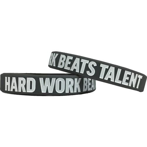 300pcs Motivational HARD WORK BEATS TALENT Silicone Bracelets Rubber Wristbands Free Shipping by DHL