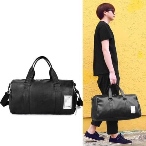 Gym Bag Leather Sports Bags Big MenTraining Tas for Shoes Lady Fitness Yoga Travel Luggage Shoulder Black Sac De Sport