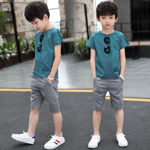 2021 summer Teenager Boys Clothes Casual Outfit Kids Tracksuit Child t shirt + shorts hot pant 4 5 6 7 8 9 10 12 11 13 14 Year