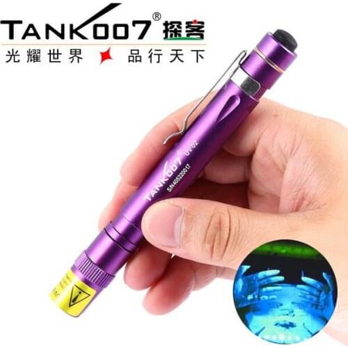 TANK007 UV02 1W 365nm LED UV Ultra violet flashlight ultraviolet For Anti-fake 2*AAA Battery