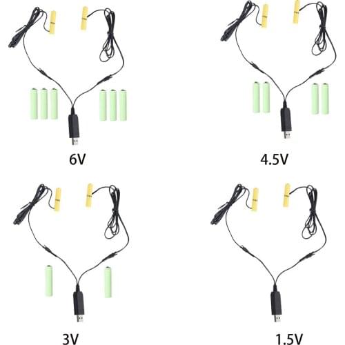 T8DA 2in1 USB to Dual AAA Battery Eliminator Cable for AAA battery Powered Radio Gameboy Lamp Remote Control Cordless phone