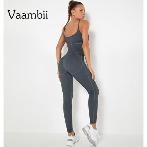 Womens Ribbed Suit Seamless Sport Woman Workout Set Knitted Sportswear Fitness Clothing 2 Piece Sports Bra Leggings Set