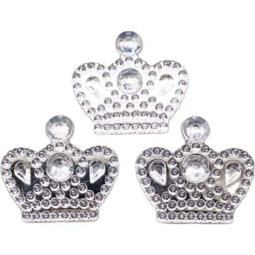 2017 New 10Pcs/Lot 25*28mm White Acryl Crown Button Children Hat DIY Craft Appliques Sewing Craft Buttons Hair Bow Accessories