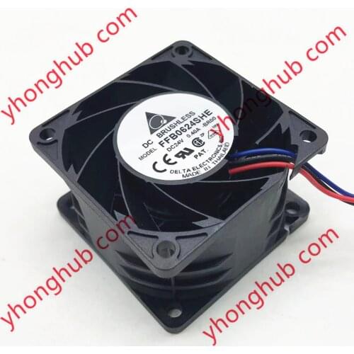Delta Electronic FFB0624SHE BR00 DC 24V 0.40A 60x60x38mm 3-Wire Server Cooling Fan