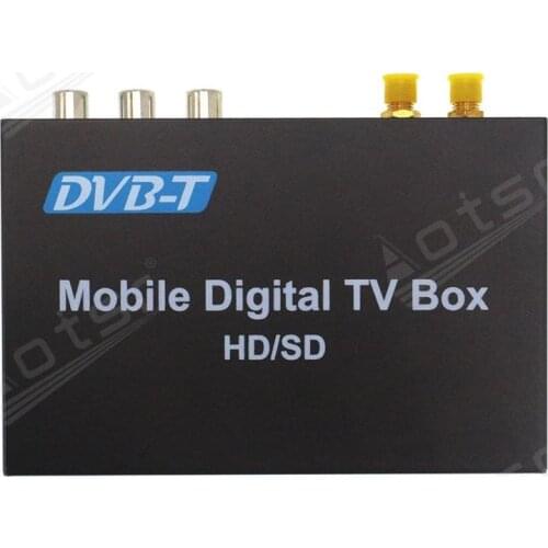 Aotsr In Car Digital TV DVB-T MPEG-4 Digital TV Dual Tuner Receiver Box Tuner for Car