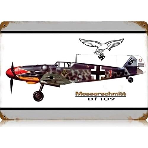 BF-109 Messerschmitt Second World War Plane Model Retro Metal SignsTin Sign