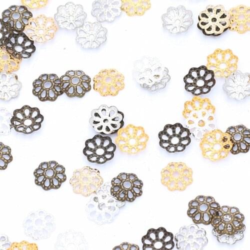500pcs/Lot Flower Torus Shape Alloy Beads Caps Jewelry Findings Spacer Beads For Jewelry Making Charms Necklace Bracelets 7mm