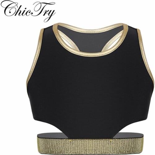Kids Girls Sleeveless Racer Back Stretchy Tanks Bra Tops Crop Top for Ballet Dance Stage Performance Workout Dance Class
