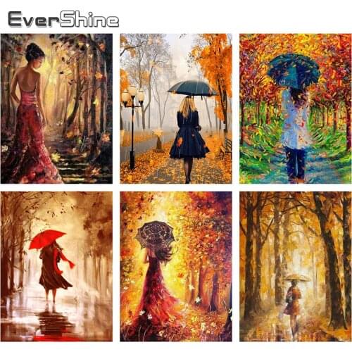 Evershine 5D Diamond Painting Full Drill Square Woman Cross Stitch Kit Diamond Embroidery Autumn Home Decoration Art