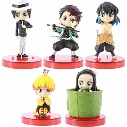 Anime Figure Demon Slayer Blade Dance Tsuji No Misery Agatsuma Zenitsu Tanjirou Nezuko Inosuke Q Version 5 Bags 6-9cm