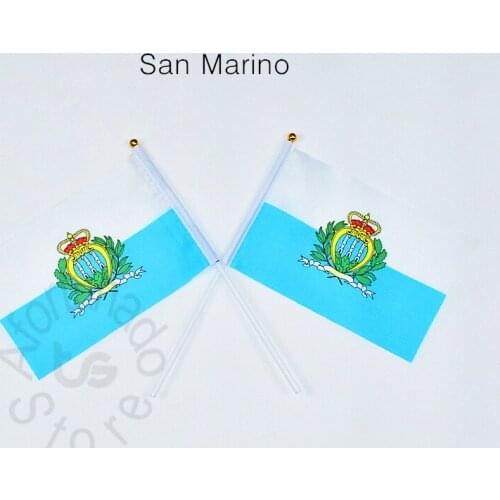 San Marino 14*21cm 10pieces flag Banner Hand waving Flag San Marino for meet,Parade,party.Hanging,decoration