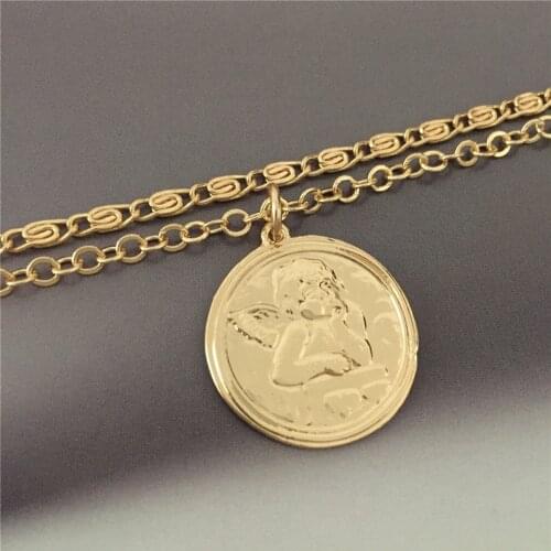 INS Punk Hiphop Cuban Thick Chain Choker Necklace Sets for Women Vintage Carved Coin Portrait Pendant Necklace Jewelry