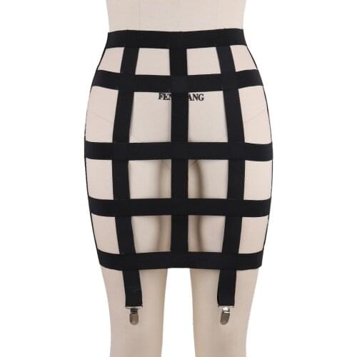 JLX.HARNESS Sexy Cool Street Caged Shaping Shaper garter belt Harness Body Bondage Skirts Chain Dress