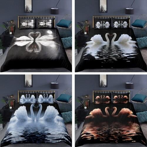 Swan Bedding Set 2/3Pcs Duvet Cover & Pillowcase(s) 3D Printed Quilt Cover Home Textile Gift