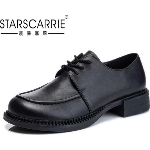 Leather shoes for womens spring 2021 new thick heel shoes for womens leisure Mary Jane leather shoes for women