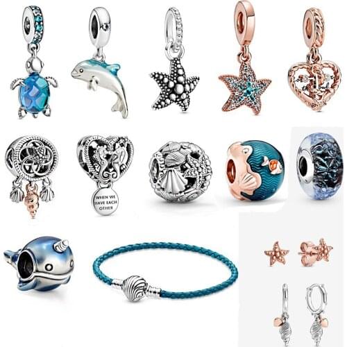 2020 New Summer High-quality Openwork Seahorse, Starfish Shell, Narwhal Dolphin, Rope Heart-shaped Love Anchor Ladies Diy Jewelr
