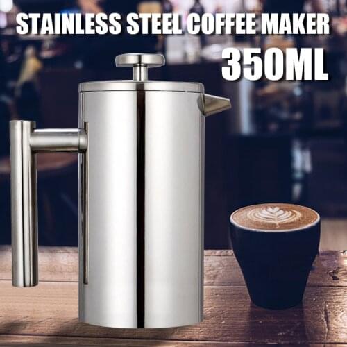 New Arrival 350ML Stainless Steel French Press Coffee Maker w/Filter Double Wall Pot Coffee Pot for Coffee Tea Hot Chocolate
