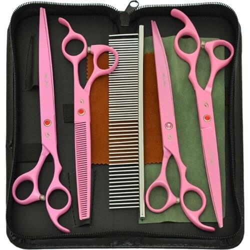 8.0" Dogs Grooming Scissors Japan 440C Straight Curved Cutting Shears 7.5" Pet Thinning Tijeras Animals Trimmers Supplies B0055A