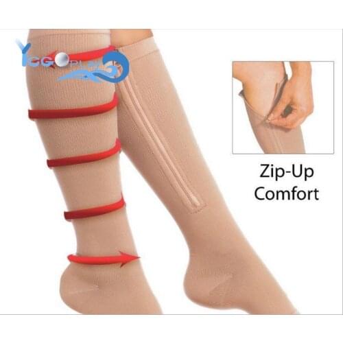 Upgrade high quality Stretch Compression Sports Socks Men Women Universal Zipper Yoga Sock Toe Open Leg Support Stocking Knee