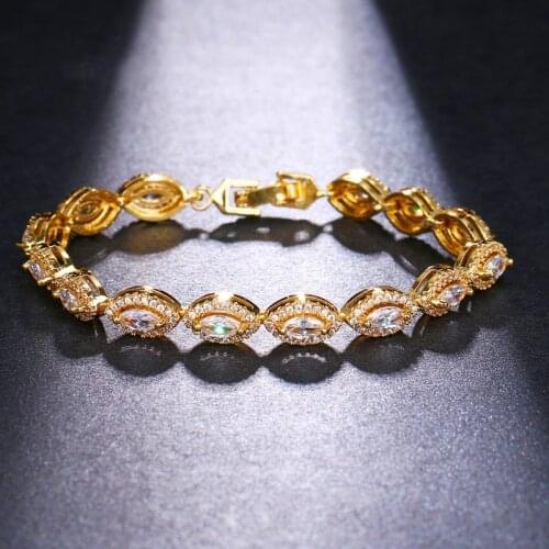 ORZTOON Vintage Oval Inlaid Big Zircon Bracelets for Women Luxury Gold Color Brass Creative Bracelet Trendy Female Jewelry Party