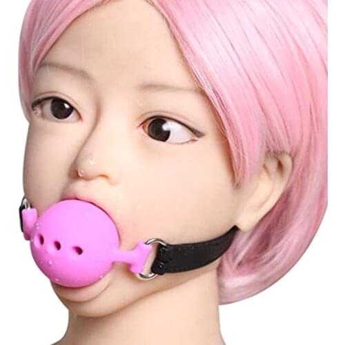 Adjustable Costumes Props Accessories Pu Silicone Open Breathable Mouth Ball Gag for Mens Womens