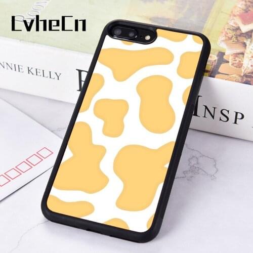 LvheCn Rubber Silicone Phone Case Cover For iPhone 6 6S 7 8 PLUS XR X XS 11 12 PRO MAX MINI Yellow Cow Print