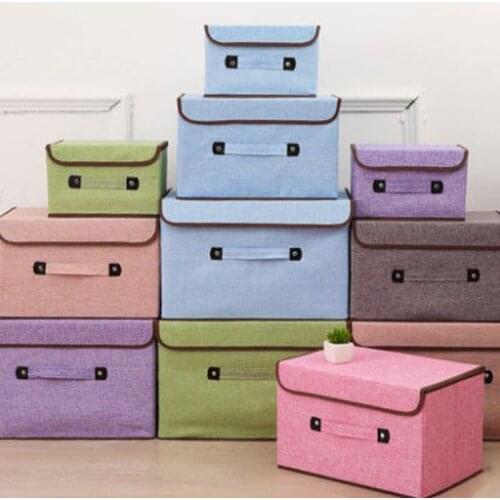 Cotton And Hemp Folding Cover Storage Box Drawer Fabric Finishing Box Household Dust Bag Bra Storage Box