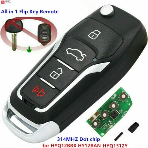 Keyecu Upgraded Flip Key Remote for Toyota keyless entry clicker fob for TOYOTA 4RUNNER HYQ12BBX HYQ12BAN HYQ1512Y DOT CHIP
