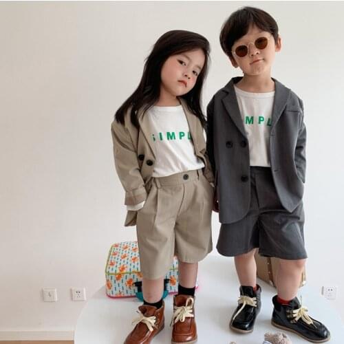 Spring Autumn boys girls fashion suit clothes sets children suit jacket and short suit pants 2 pcs sets