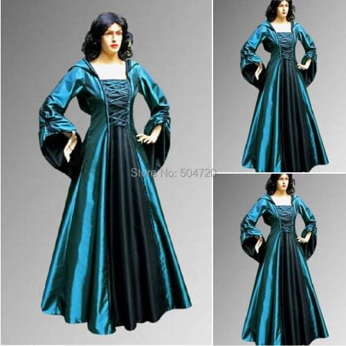 Custom-madeR-902 Vintage Costumes 1860s Civil War Cape Dress/Gothic Lolita Dress Renaissance dress Halloween dress All size