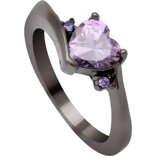 Top Quality Female Heart Ring Fashion Style Black Gold Filled Jewelry Vintage Wedding Engagement Rings For Women Girlfriend Gift