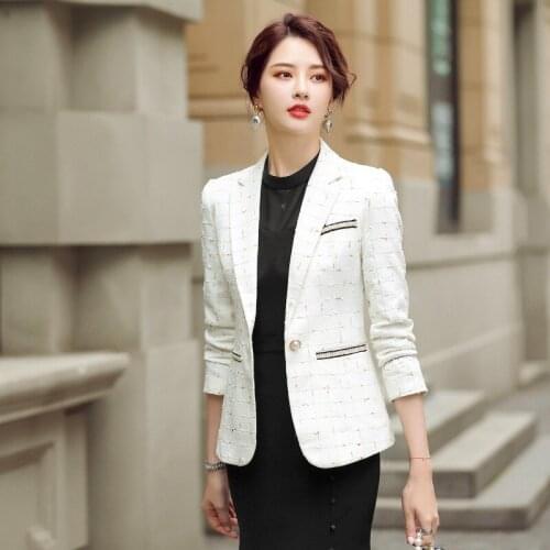 Women short suit jacket black blazer women suits Office lady plaid suit jacket women blazers and jackets plaid blazer feminino