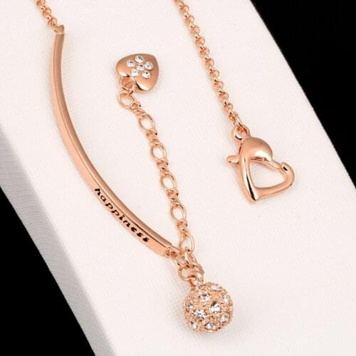 ASHMITA 2019 Lettering Happiness Heart Beads Ball Rose Gold Bracelet For Women Jewelry Female Lucky Charm Bracelets