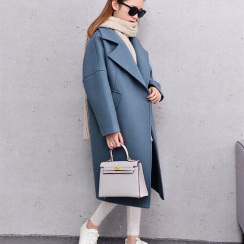 Winter Coat Women New Fashion 10% Wool and 90% Viscose Loose Jacket Office Lady X Long Coats Brand Clothing