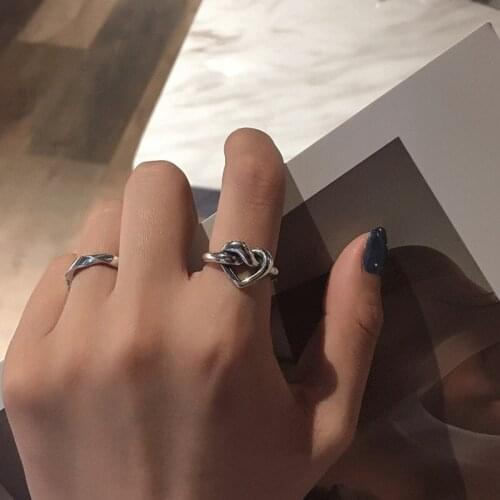 Retro Silver Color Hollow Out Heart Shaped Wedding Ring for Woman Female Statement Engagement Party Jewelry Dropshipping